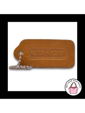 COACH VINTAGE DOUBLESIDED Hang Tag Bag Charm Keychain Fob Camel Brown Leather